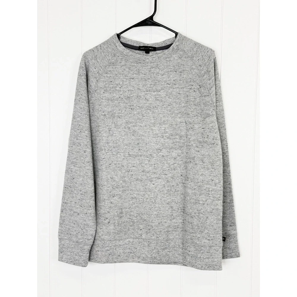 Banana Republic Men's Waffle Knit Crewneck Sweatshirt Gray Size Large